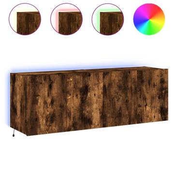 Stylish TV Wall Cabinets with LED Lights - Smoked Oak, 2 pcs