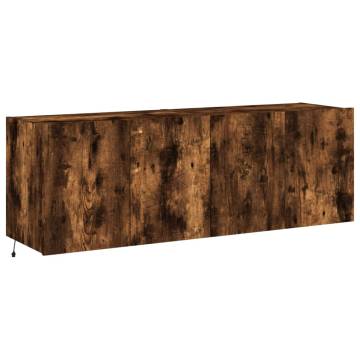 Stylish TV Wall Cabinets with LED Lights - Smoked Oak, 2 pcs