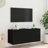 TV Wall Cabinet with LED Lights - Black 100x35x41 cm