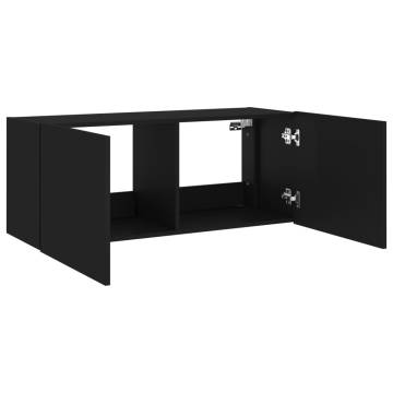 TV Wall Cabinet with LED Lights - Black 100x35x41 cm