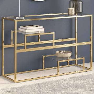 Gold Stainless Steel Console Table with Tempered Glass