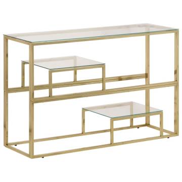 Gold Stainless Steel Console Table with Tempered Glass