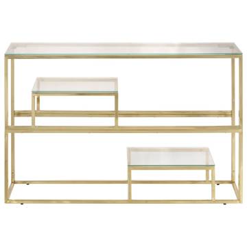 Gold Stainless Steel Console Table with Tempered Glass