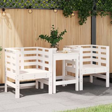 Stylish White Garden Chairs - 2 pcs Solid Pine - Hipo Market