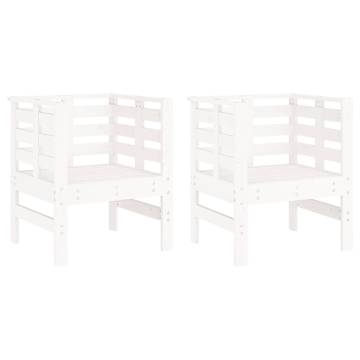 Stylish White Garden Chairs - 2 pcs Solid Pine - Hipo Market