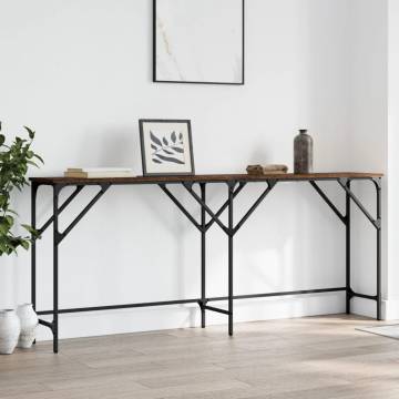 Stylish Brown Oak Console Table | Engineered Wood 180x29x75 cm