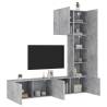 5 Piece TV Wall Units - Concrete Grey Engineered Wood