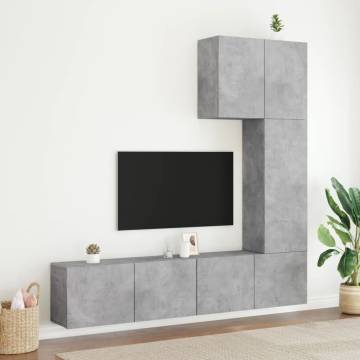 5 Piece TV Wall Units - Concrete Grey Engineered Wood