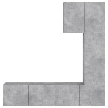 5 Piece TV Wall Units - Concrete Grey Engineered Wood