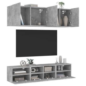 5 Piece TV Wall Units in Concrete Grey - Stylish & Space-Saving