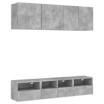 5 Piece TV Wall Units in Concrete Grey - Stylish & Space-Saving