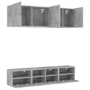 5 Piece TV Wall Units in Concrete Grey - Stylish & Space-Saving