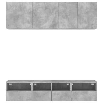 5 Piece TV Wall Units in Concrete Grey - Stylish & Space-Saving