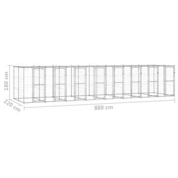 Outdoor Dog Kennel Galvanised Steel - 19.36 m² | HipoMarket