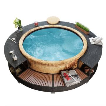 Stylish Hot Tub Surround in Black Poly Rattan | HipoMarket