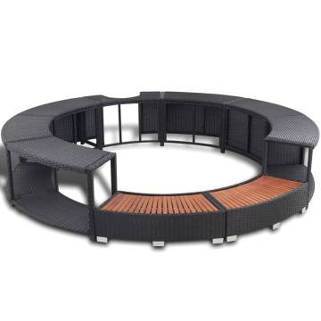 Stylish Hot Tub Surround in Black Poly Rattan | HipoMarket