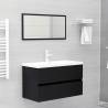 2 Piece Bathroom Furniture Set Black Engineered Wood Colour black Number of 1 Number of Pieces 