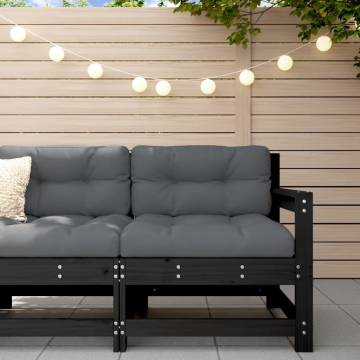 Garden Corner Sofa - Black Solid Wood Pine | Hipo Market