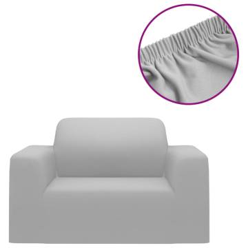 Stretch Couch Slipcover Grey Polyester Jersey | Hipomarket