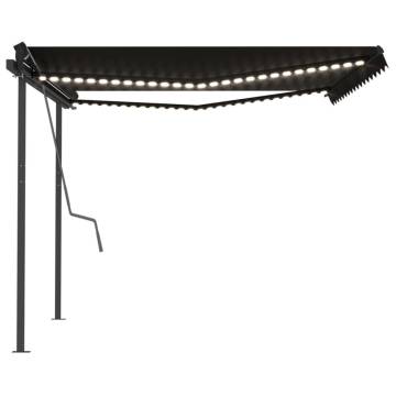 Manual Retractable Awning with LED - 4.5x3 m Anthracite