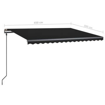 Manual Retractable Awning with LED - 4.5x3 m Anthracite