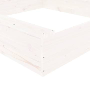 White Square Wooden Sandbox with Seats - Pine | Hipo Market