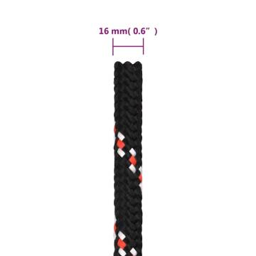 Durable Black Boat Rope 16mm x 100m - Polypropylene