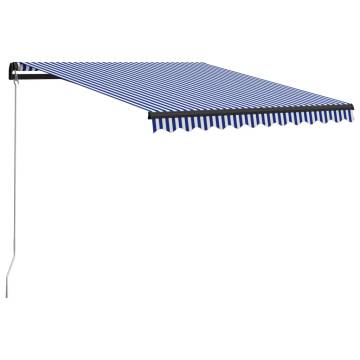 Manual Retractable Awning 300x250 cm - Blue & White