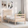 Bed Frame with Headboard Small Single Solid Wood Colour natural Size 75 x 190 cm 