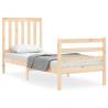 Small Single Bed Frame with Headboard - Solid Pine Wood