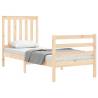 Small Single Bed Frame with Headboard - Solid Pine Wood