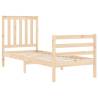 Small Single Bed Frame with Headboard - Solid Pine Wood