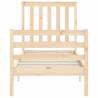 Small Single Bed Frame with Headboard - Solid Pine Wood