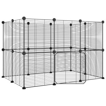 20-Panel Pet Cage with Door - Black Steel 35x35 cm | HipoMarket