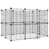 20-Panel Pet Cage with Door - Black Steel 35x35 cm | HipoMarket