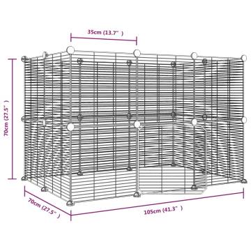 20-Panel Pet Cage with Door - Black Steel 35x35 cm | HipoMarket