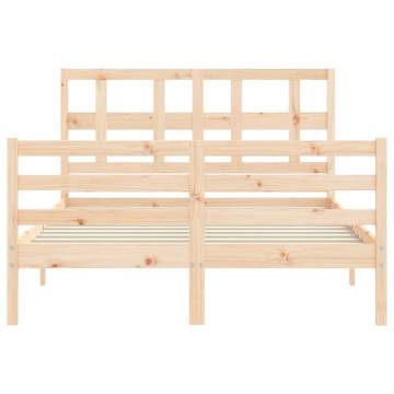 Solid Wood Bed Frame with Headboard 140x190 cm | HipoMarket