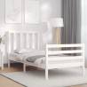 Bed Frame with Headboard White Small Single Solid Wood Colour white Size 75 x 190 cm 