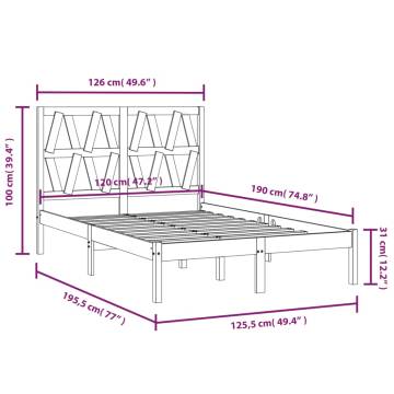 Solid Wood Pine Bed Frame 120x190 cm - Small Double