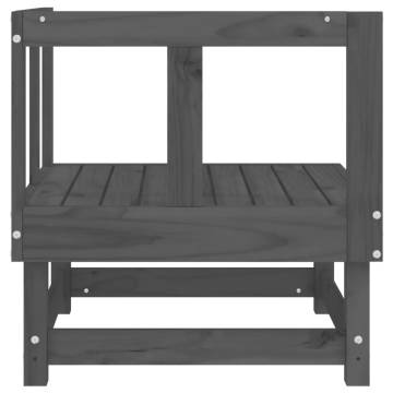 Garden Corner Sofa Grey - Solid Wood Pine Furniture