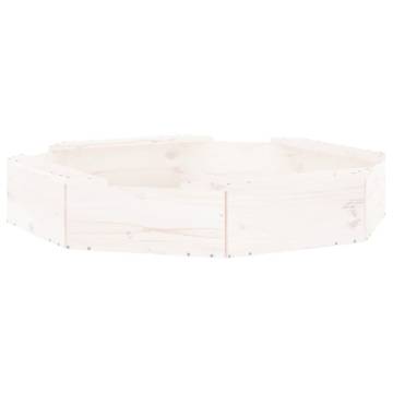 White Octagon Sandbox with Seats - Solid Pine Wood