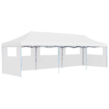 Folding Pop-up Party Tent 3x9m White with 5 Sidewalls