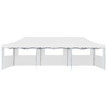 Folding Pop-up Party Tent 3x9m White with 5 Sidewalls