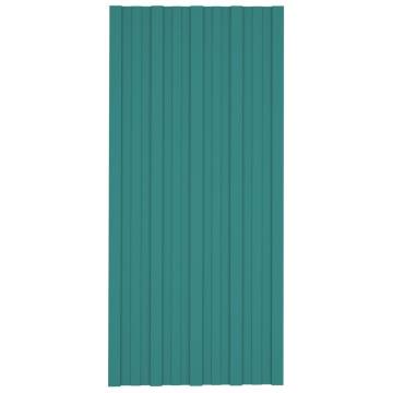 Roof Panels - 12 pcs Galvanised Steel Green 100x45 cm