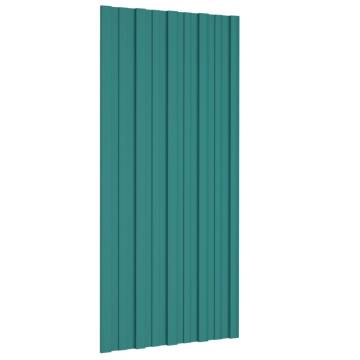 Roof Panels - 12 pcs Galvanised Steel Green 100x45 cm