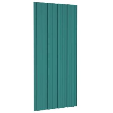 Roof Panels - 12 pcs Galvanised Steel Green 100x45 cm