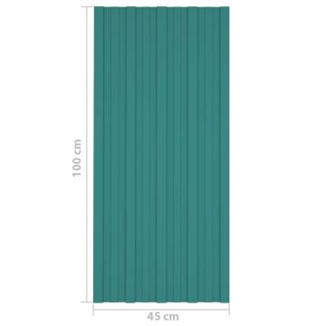 Roof Panels - 12 pcs Galvanised Steel Green 100x45 cm