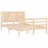 Double Solid Wood Bed Frame with Headboard | Hipomarket