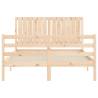 Double Solid Wood Bed Frame with Headboard | Hipomarket