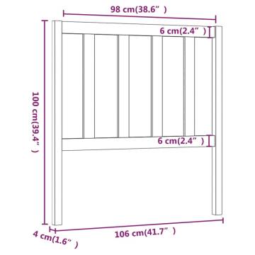 Stylish White Bed Headboard - Solid Pine Wood 106x4x100 cm